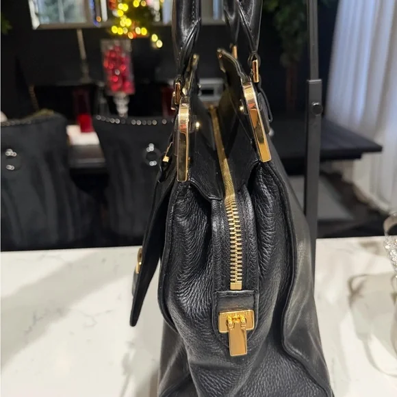 Michael Kors Collection Black Crocodile-Embossed Satchel - Picture 3 of 12